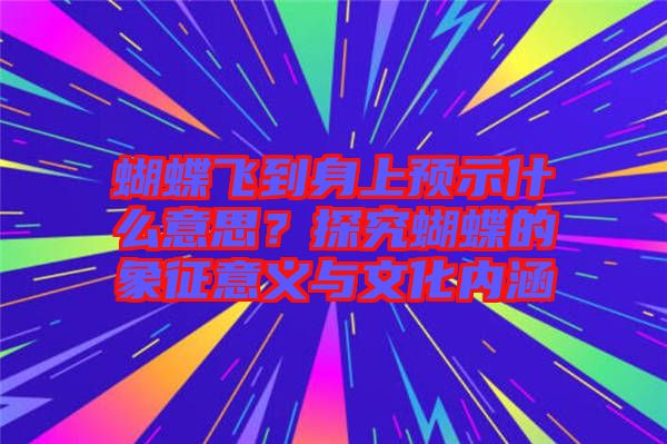 蝴蝶飛到身上預(yù)示什么意思？探究蝴蝶的象征意義與文化內(nèi)涵