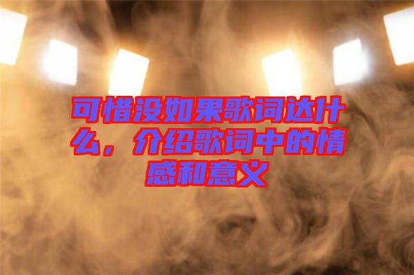 可惜沒如果歌詞達(dá)什么，介紹歌詞中的情感和意義