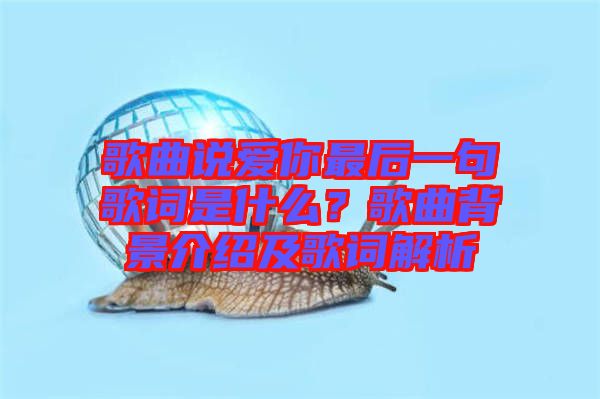 歌曲說愛你最后一句歌詞是什么？歌曲背景介紹及歌詞解析