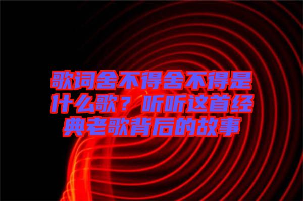 歌詞舍不得舍不得是什么歌？聽聽這首經(jīng)典老歌背后的故事