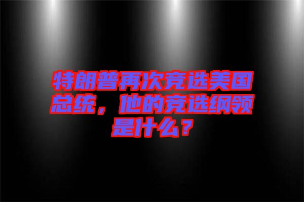 特朗普再次競(jìng)選美國(guó)總統(tǒng)，他的競(jìng)選綱領(lǐng)是什么？