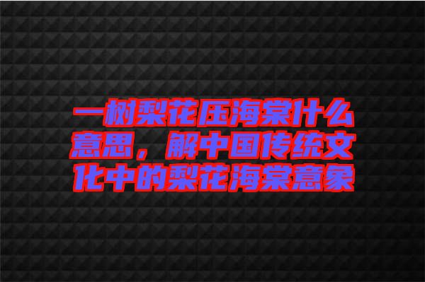 一樹梨花壓海棠什么意思，解中國傳統(tǒng)文化中的梨花海棠意象