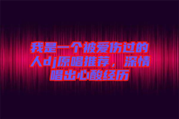 我是一個(gè)被愛傷過(guò)的人dj原唱推薦，深情唱出心酸經(jīng)歷