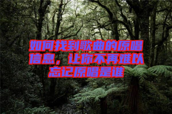 如何找到歌曲的原唱信息，讓你不再難以忘記原唱是誰(shuí)