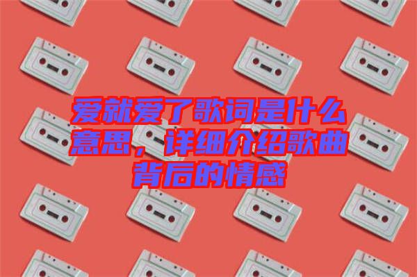 愛就愛了歌詞是什么意思，詳細介紹歌曲背后的情感