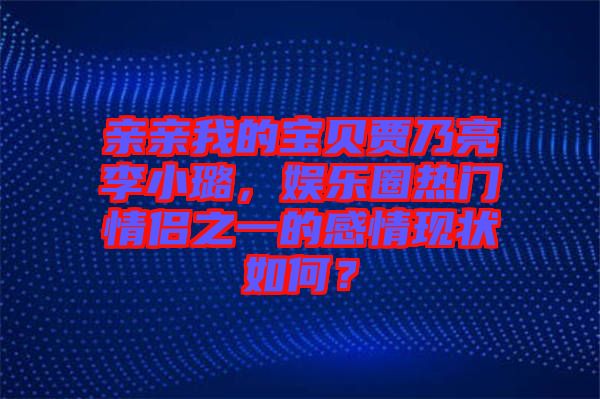 親親我的寶貝賈乃亮李小璐，娛樂圈熱門情侶之一的感情現(xiàn)狀如何？