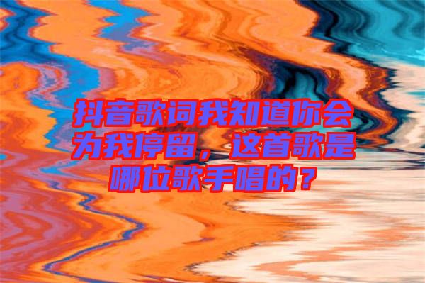 抖音歌詞我知道你會(huì)為我停留，這首歌是哪位歌手唱的？