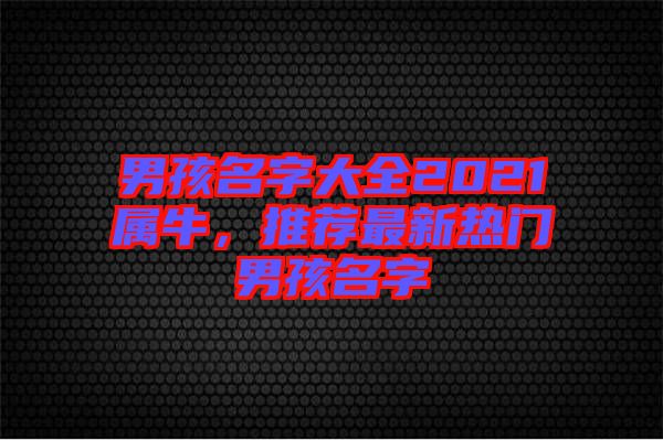 男孩名字大全2021屬牛，推薦最新熱門男孩名字