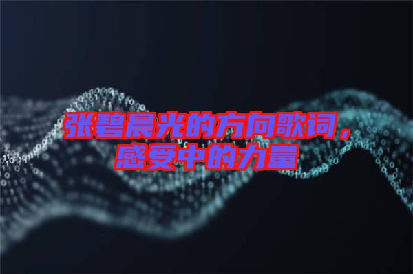 張碧晨光的方向歌詞，感受中的力量