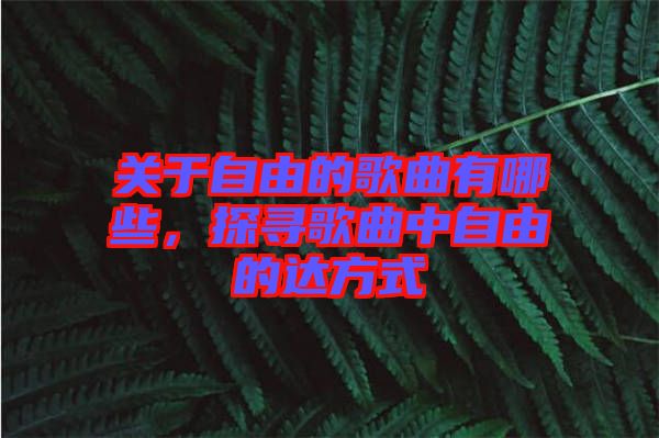 關(guān)于自由的歌曲有哪些，探尋歌曲中自由的達方式