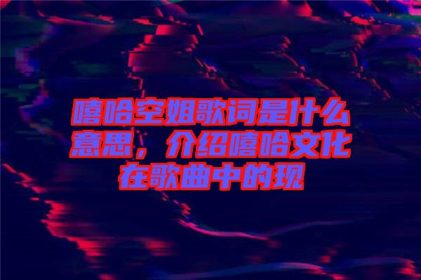 嘻哈空姐歌詞是什么意思，介紹嘻哈文化在歌曲中的現(xiàn)