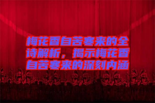 梅花香自苦寒來的全詩解析，揭示梅花香自苦寒來的深刻內(nèi)涵