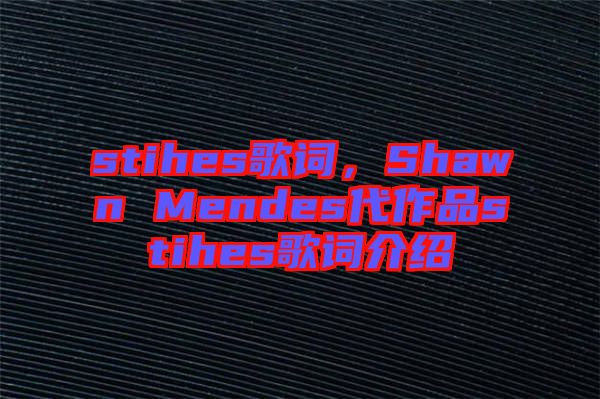 stihes歌詞，Shawn Mendes代作品stihes歌詞介紹