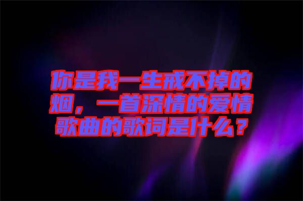 你是我一生戒不掉的煙，一首深情的愛情歌曲的歌詞是什么？