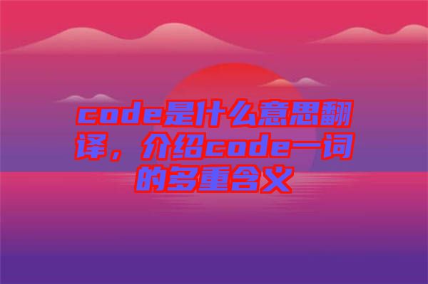 code是什么意思翻譯，介紹code一詞的多重含義