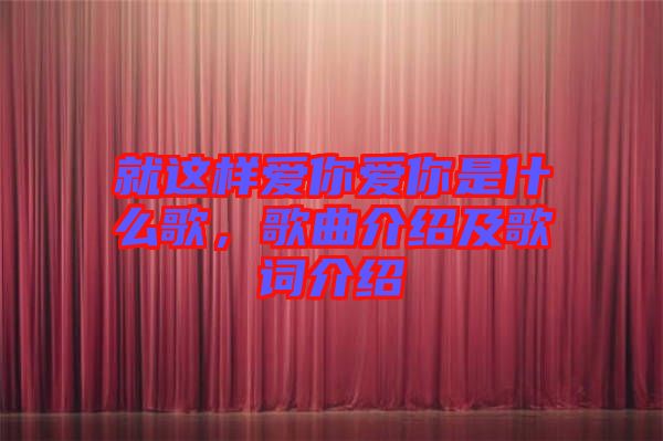 就這樣愛你愛你是什么歌，歌曲介紹及歌詞介紹