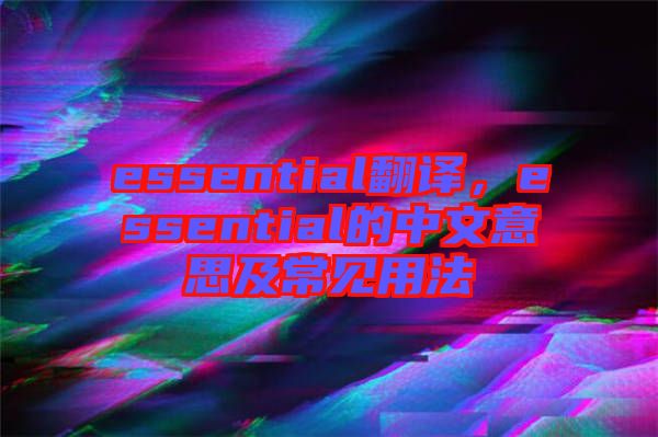 essential翻譯，essential的中文意思及常見用法