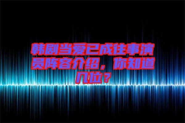 韓劇當(dāng)愛已成往事演員陣容介紹，你知道幾位？