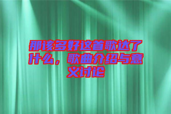 那該多好這首歌達(dá)了什么，歌曲介紹與意義討論