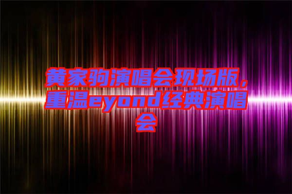 黃家駒演唱會(huì)現(xiàn)場(chǎng)版，重溫eyond經(jīng)典演唱會(huì)