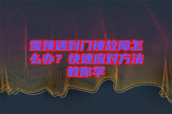 雪姨遇到門鎖故障怎么辦？快速應(yīng)對方法教你學(xué)